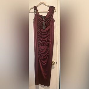 Chic Maroon Ruched Pencil Skirt